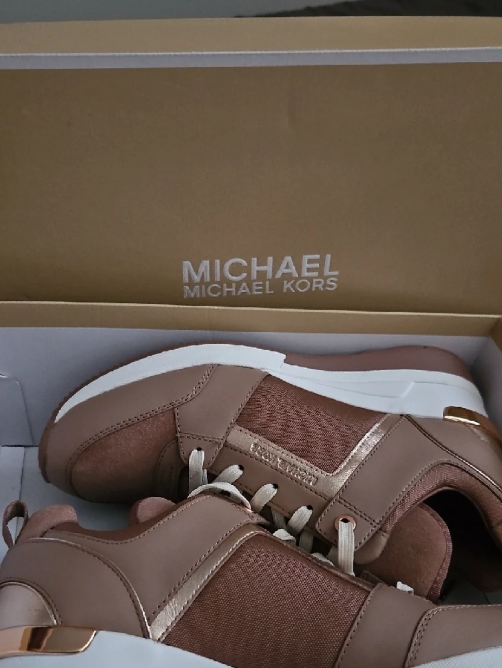 Women's Rose Gold Wedge Sneakers - Michael Kors - Picture 5 of 5